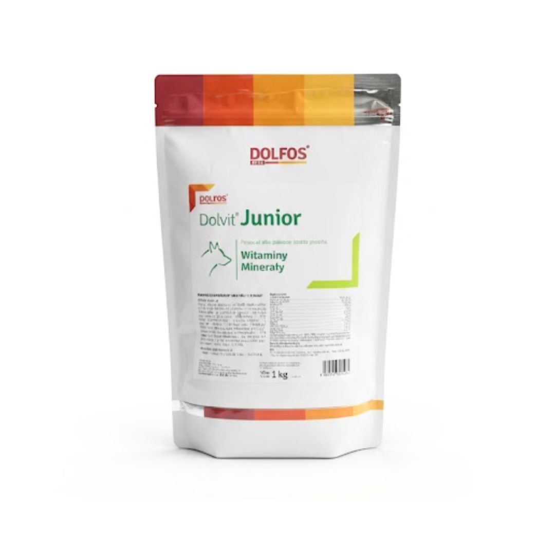 DOLFOS Dolvit Junior 1000 g proszek - preparat witaminowo-mineralny dla szczeniąt i młodych psów