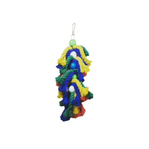 Zabawka dla papug DELFIN sznurki z dzwoneczkiem 14 x 32 cm