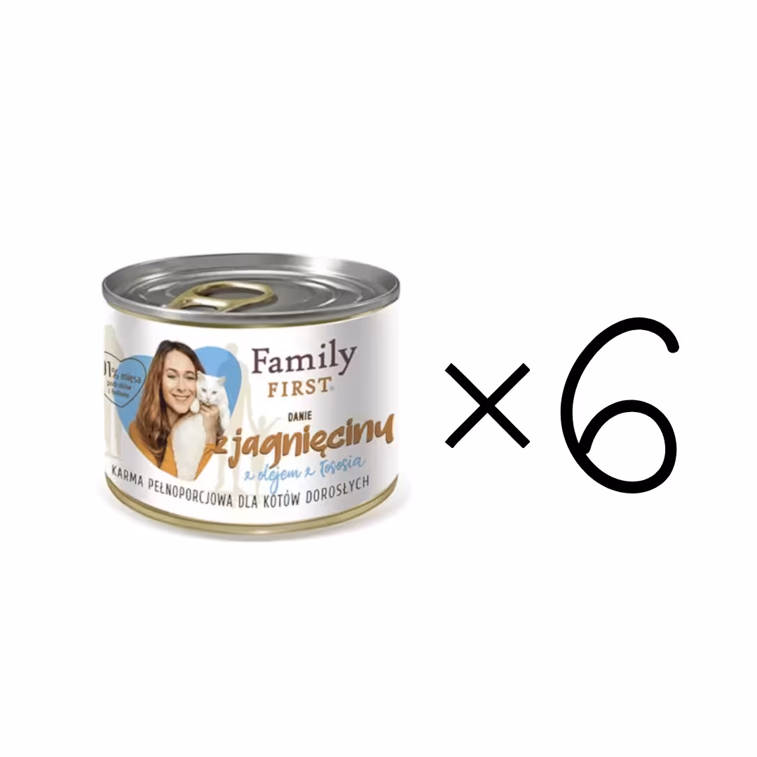 Karma mokra dla kota FAMILY FIRST Danie z jagnięciną z olejem z łososia 6 x 200 g