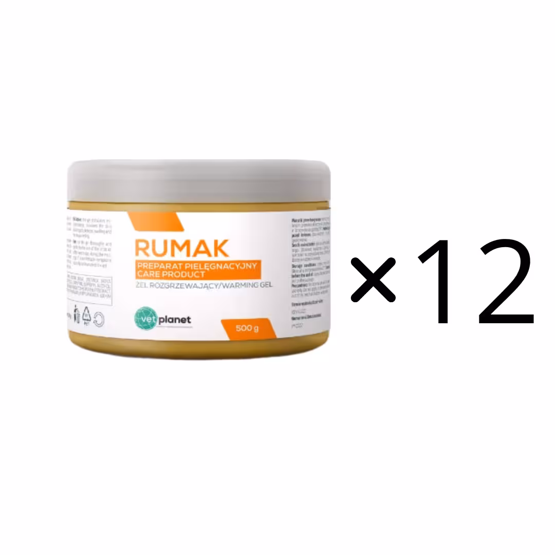 Żel rozgrzewający koński do likwidacji obrzęków VET PLANET Rumak 12 x 500 g