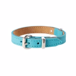 Obroża skórzana DINGO Premium Soft Leather Turkusowa