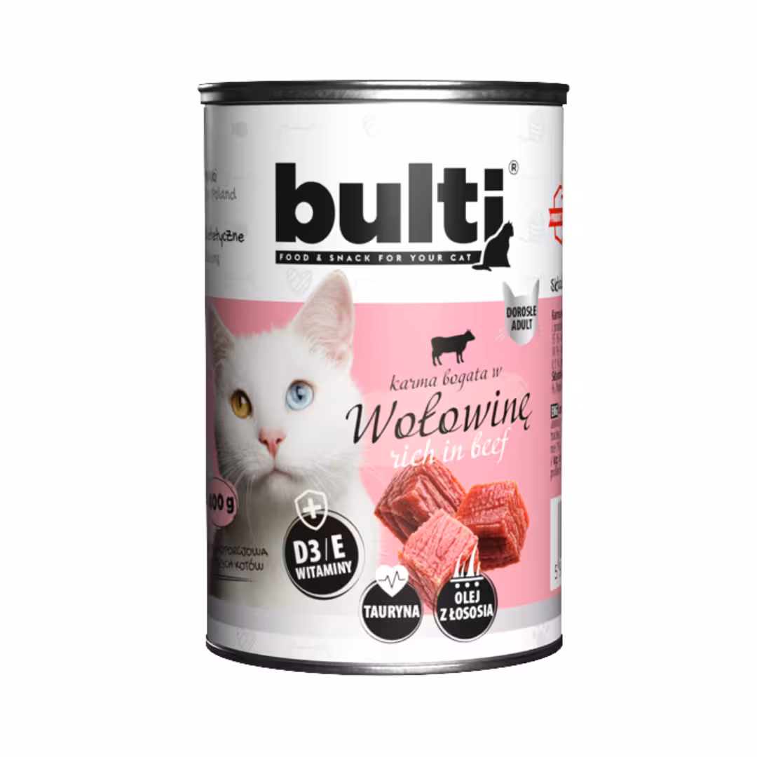 BULTI z wołowiną 400g - karma mokra dla kota w puszce
