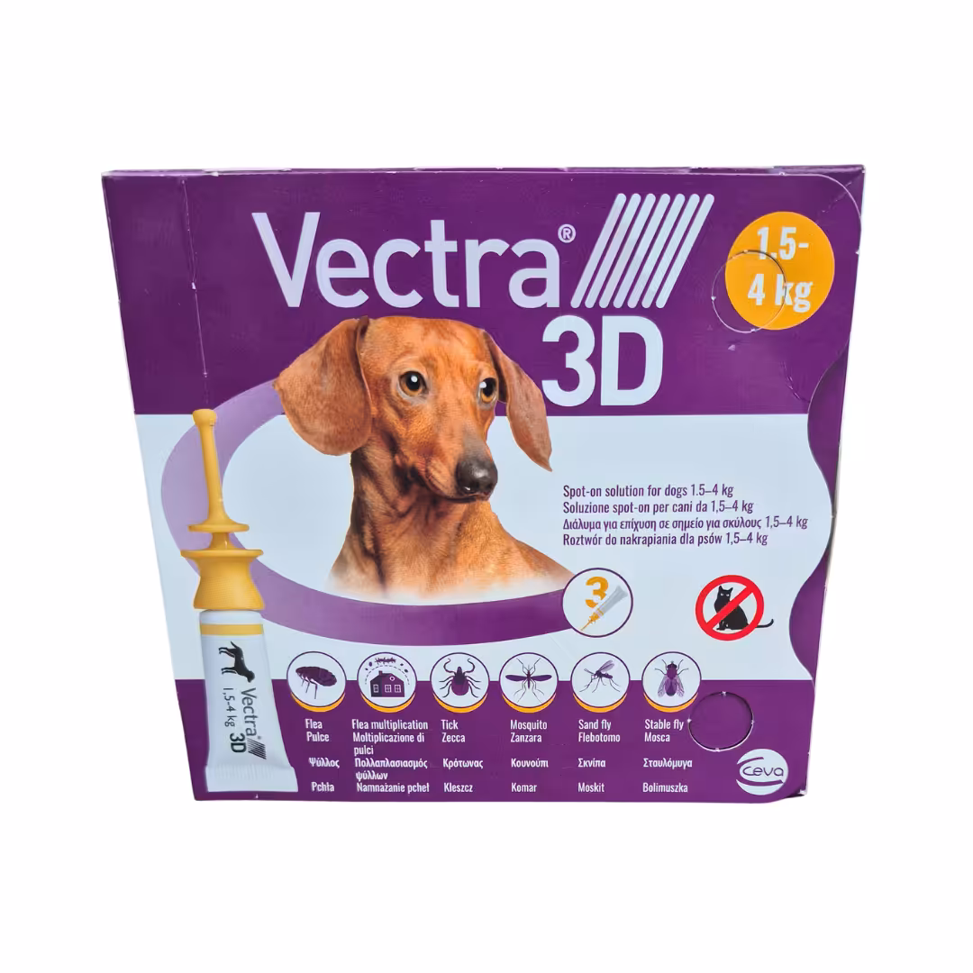 Vectra 3D 1,5-4 kg - preparat na pchły kleszcze i owady 3 x 0,8ml