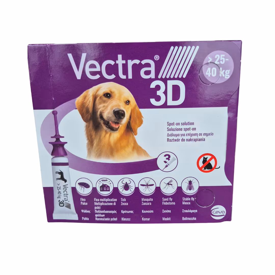 Vectra 3D 25-40 kg - preparat na pchły kleszcze i owady 3 x 4,7ml
